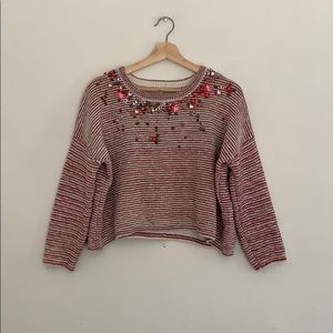 Maje bejeweled crop sweater